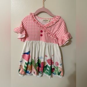 Pink Gingham Harden Ruffle Dress XS Marie Nicole